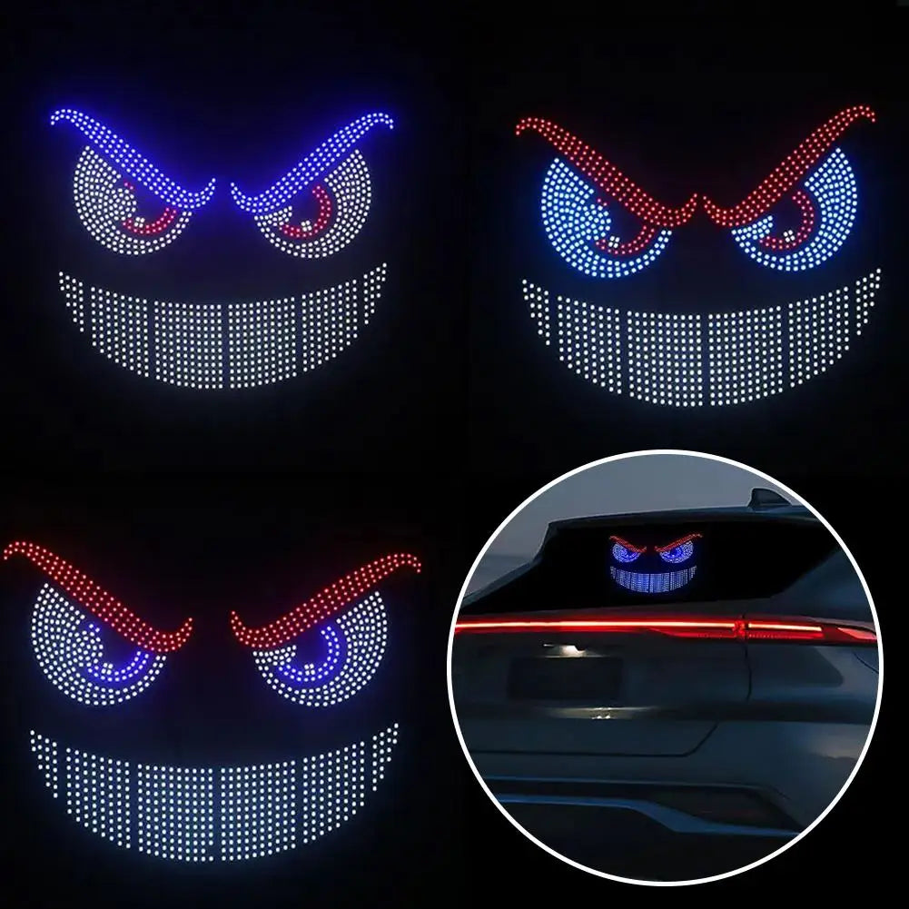 New Car Dynamic Devil's Eye Light LED Rear Windshield Decorative Warning Light With 11 Modes For Auto Modification Accessories