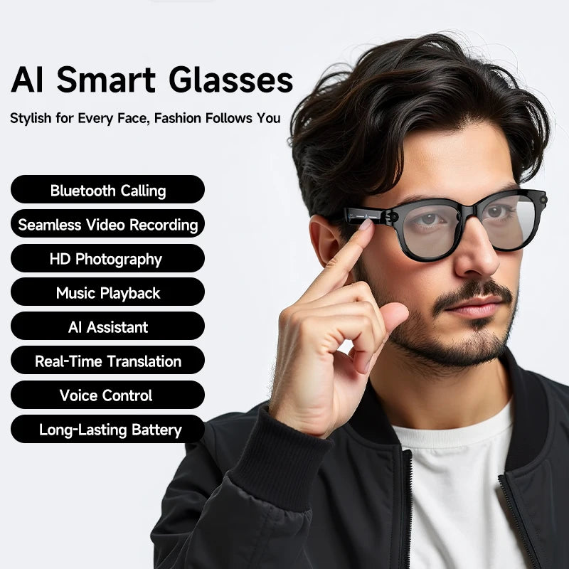 2026 AI Smart Glasses AI Translation Sunglasses Bluetooth Calling Music Player Camera Control Vedio Recording Glasses Men Women