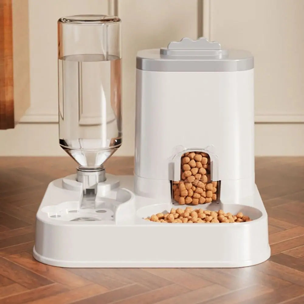Large Capacity 2 in 1 Cat Food Dispenser Detachable with Water Fountain Automatic Cat Water Feeder Dry Wet Separation