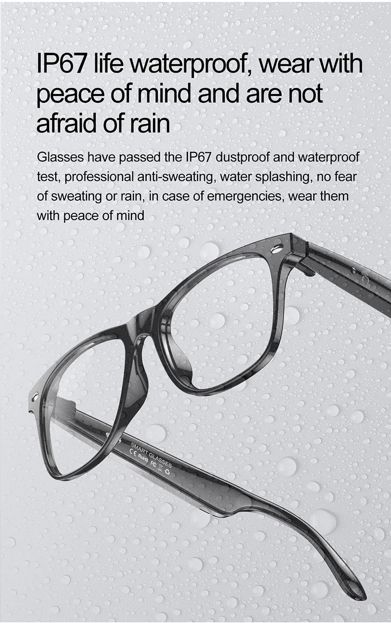 AI Smart Glasses for Men Smart Translation Glasses with Waterproof Call Function BT Smart Sunglas Outdoor Sports Headphones