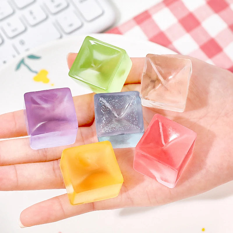 Squishy Fidget Toys Ice Cubes Soft Square Squeeze Sensory Stress Ball Anxiety Relief Party Favors Birthday Gifts Kids Boys Girls