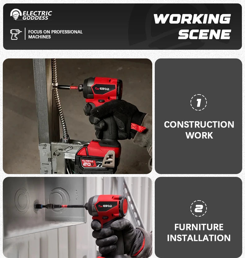 Electric Goddess Impact Driver 160NM Electric Driver For 20V Milwaukee Lithium Battery Brushless screwdrivers Power Tool ﻿