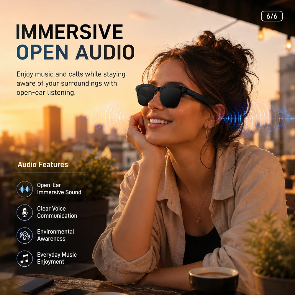 2026 New AI Smart Glasses 8MP Camera 1080P Video Recording Bluetooth Calling WiFi Transfer ENC Noise Reduction 300mAh Battery