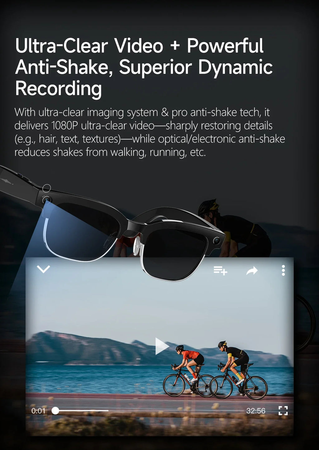 AI Smart Glasses with 800W Pixel Camera Photo Video Recording 120+Language Translation Sunglasses Men Women 2026 New Year's Gift