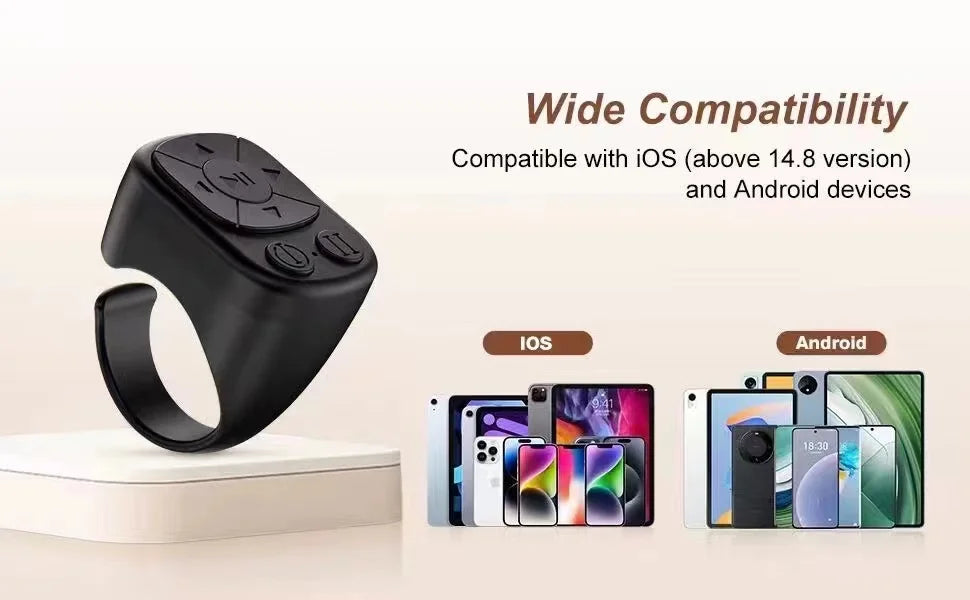 TikTok Scrolling Ring Bluetooth Remote Control Page Turner Camera Shutter Video Music Controller for iPhone iPad Android