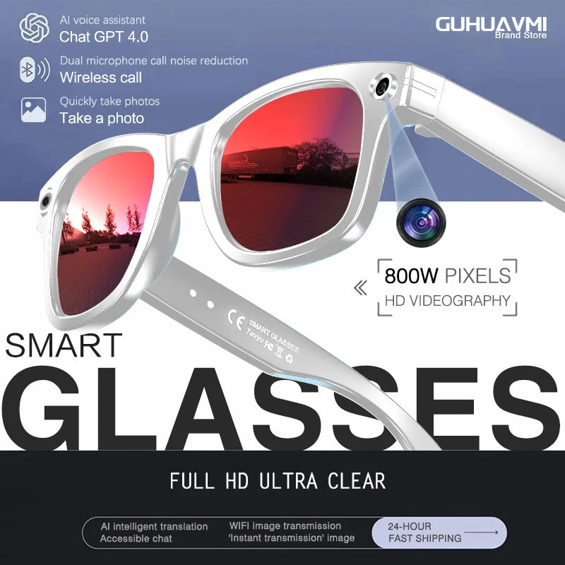 2026 New AI Smart Glasses AI Translation 800W HD Camera 4K Shooting Image Conversation Recording Listening To Music SmartGlasses