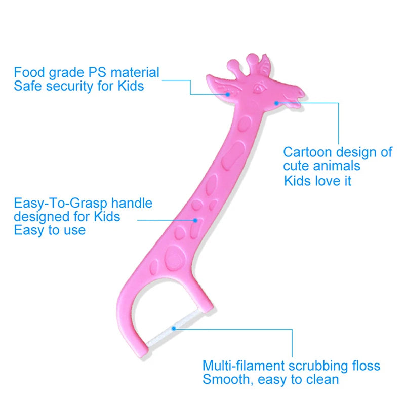 40Pcs Children's Dental Floss Animal Shape