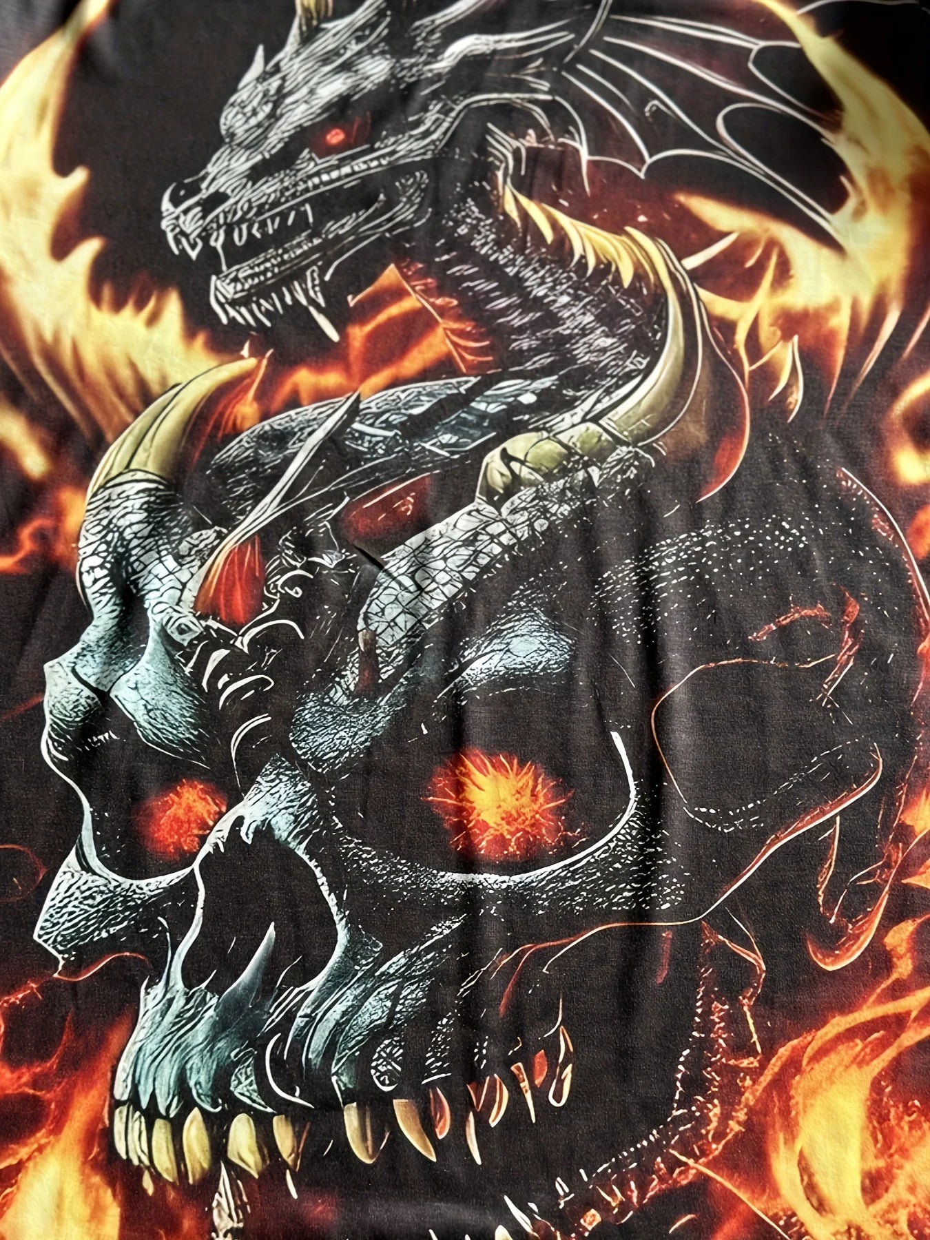 Mens Dragon Print Cotton Blend T-shirt - Stylish Crew Neck Comfortable & Breathable for Summer