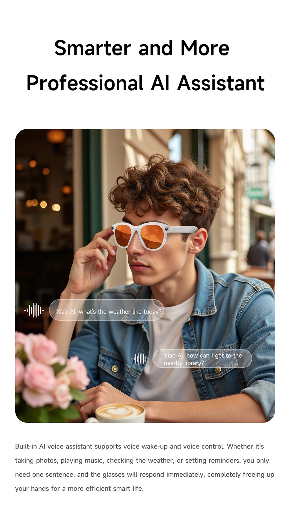 2026 New AI Smart Glasses for Men Women HD Camera 1080P Video AI Voice Assistant Translation Music Playback Bluetooth Calling