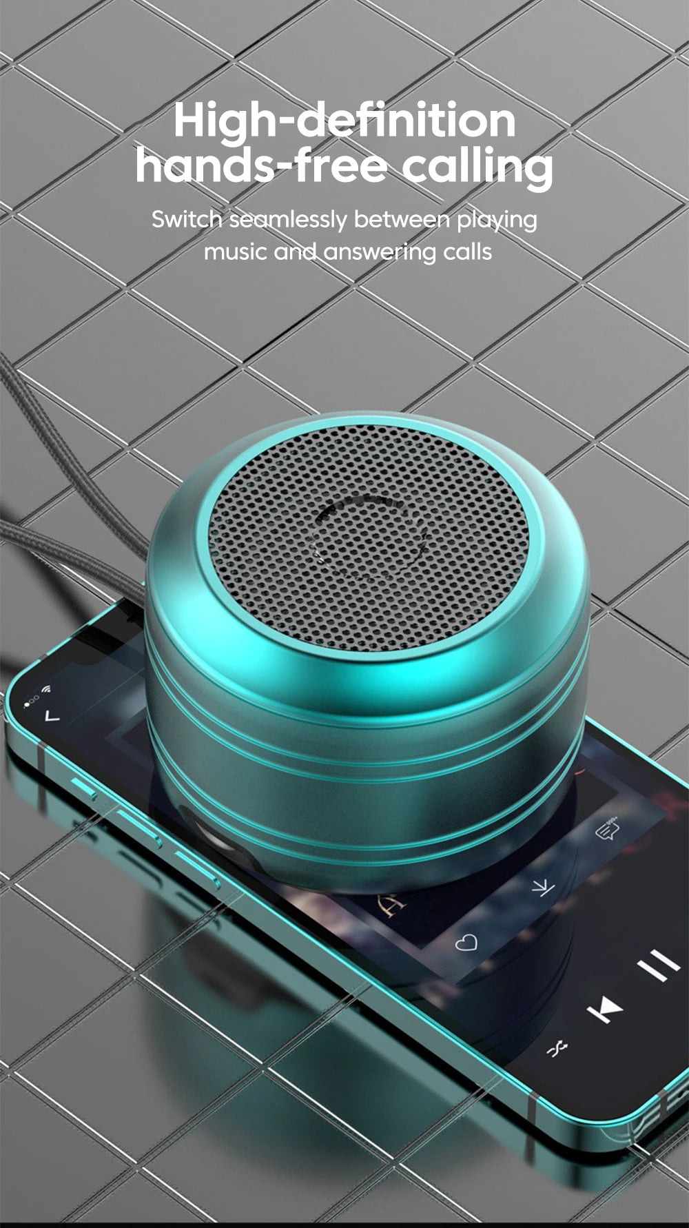 Portable wireless Bluetooth5.0 speaker - compact music audio system suitable for indoor and outdoor use