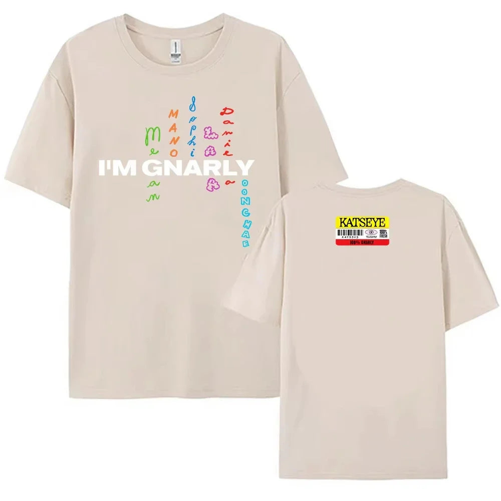 Katseye I'm Gnarly T-shirt Korean Girls Band Printing Tshirt Cotton Short Sleeve