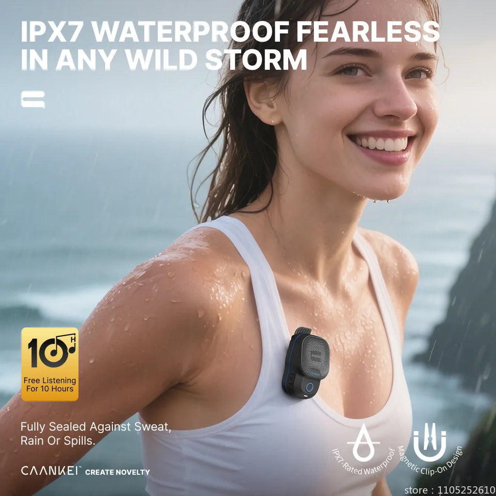 Wearable Bluetooth Speaker IPX7 Waterproof Portable Speakers Outdoor Sport Clip-On Microphone Speaker Calls/Music Mini Sound Box