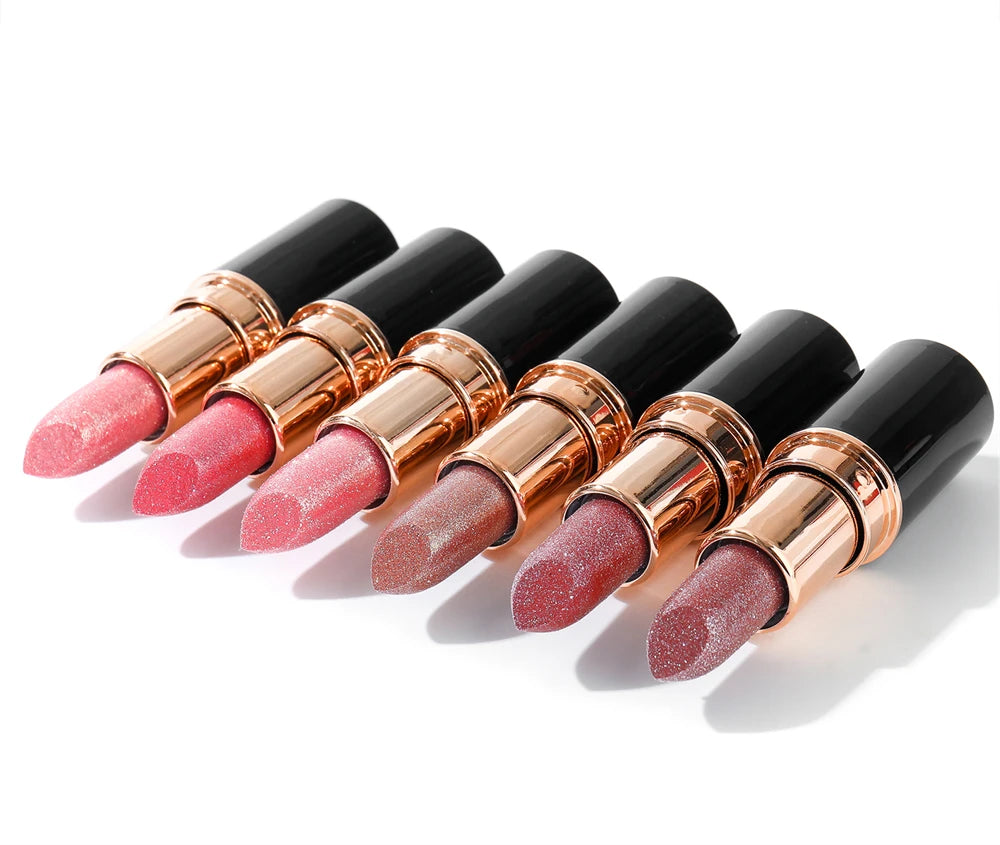 Glitter Metallic Lipstick Waterproof Long Lasting Diamond Pearlescent Lipstick Sexy Lipgloss Moisturizing Lips Makeup