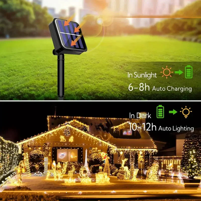 Solar LED String Lights Solar Power Lamp for Patio Tree Christmas Party Wedding Decor Outdoor Lighting Fairy Lights