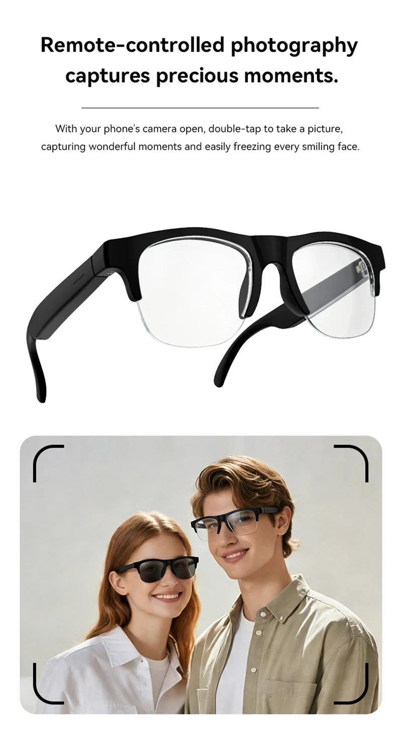 AI Smart Glasses Translation Hands-Free Calling AI Chat Logging Music Playback Men Bluetooth Sunglasses Touch Control Camera
