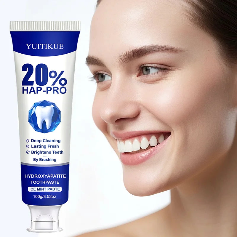 YUITIKUE 100g 20% HAP-PRO Hydroxyapatite Toothpaste, Ice Mint, Deep Cleaning, Brightening & Long-Lasting Fresh Breath Daily Care