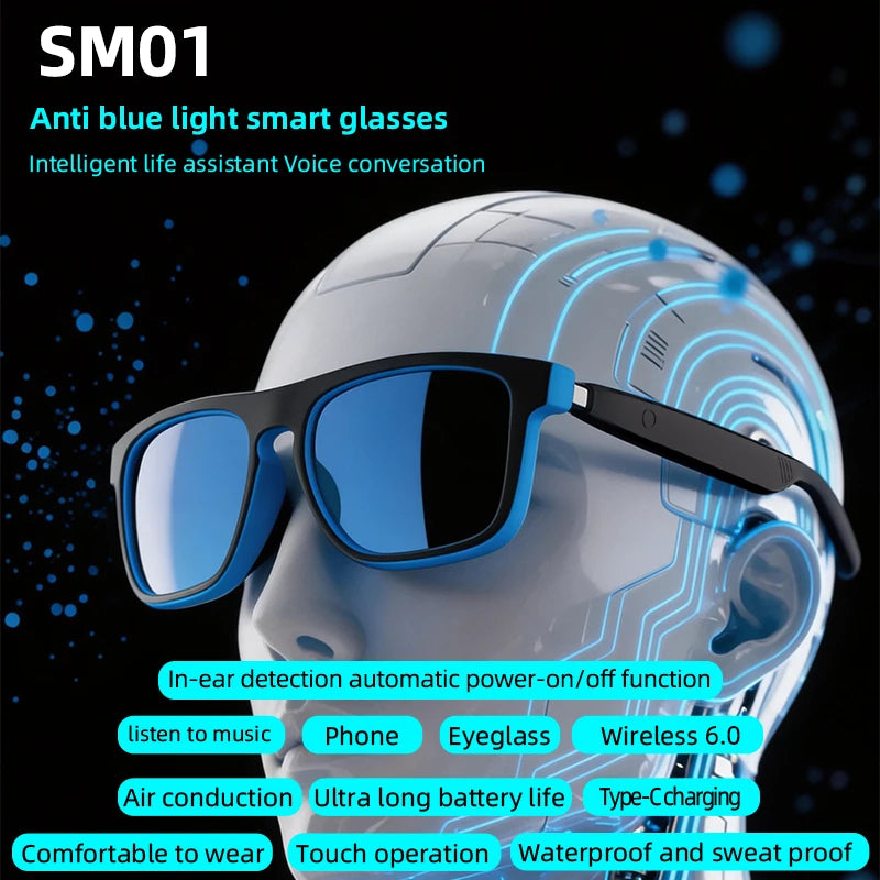 Lenovo AI Intelligent Sunglasses For Men And Women Polarized Anti Uv Sunglasses Air Conduction AI Intelligent Glasses