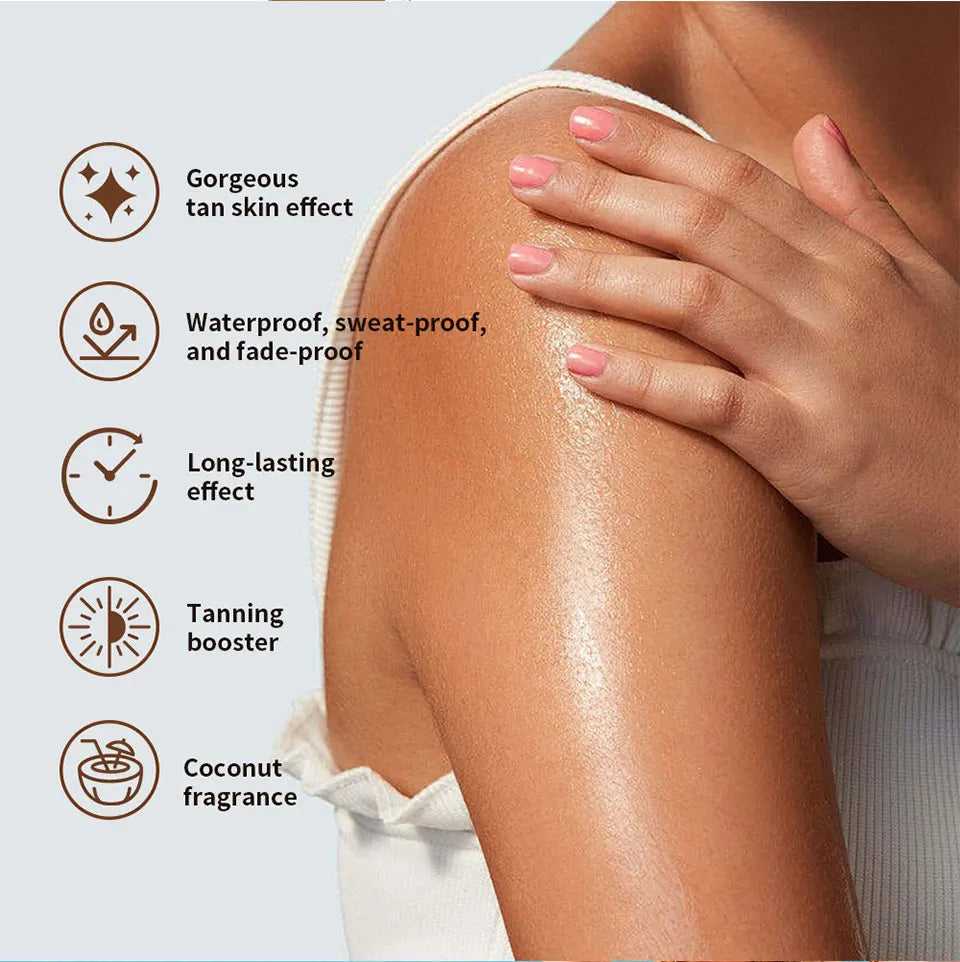 Tanning Body Lotion Long Lasting Waterproof Sweat-proof Tanning Booster Lotion Non-greasy Natural Self Tanner Lotion Makeup