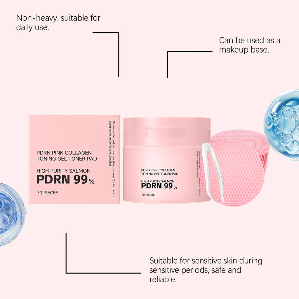 PDRN Collagen Toner Pads Repair Skin Barrier Calm Redness Hydrate Skin Reduce Skin Fine Lines Brighten Dullness Facial Toner Pad