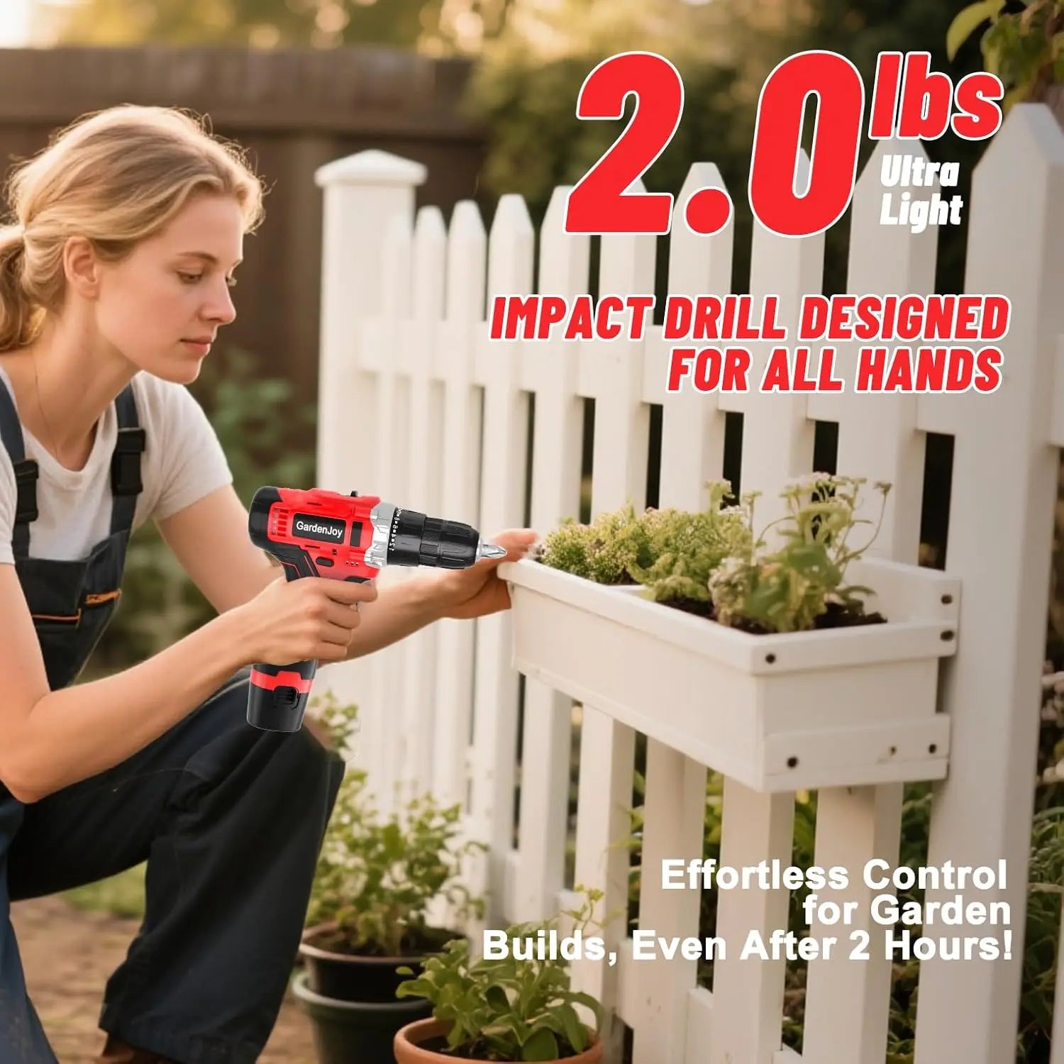 12V Cordless Drill Kit with 2 Batteries, Fast Charger, Lightweight, 2-Speed, 24+1 Torque, LED Light for DIY Wood/Metal