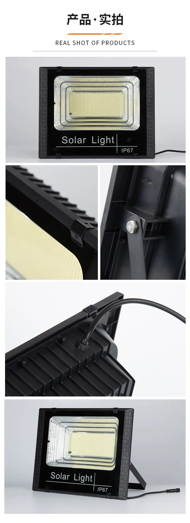 Solar Flood Lights 50-500W Solar Powered Spotlight Outdoor Waterproof IP67 Villa Street Lighting Adjustable Angle Remote Control