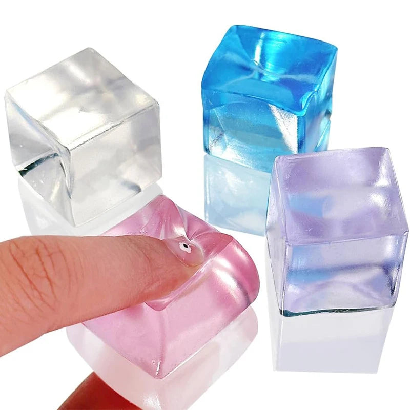 Squishy Fidget Toys Ice Cubes Soft Square Squeeze Sensory Stress Ball Anxiety Relief Party Favors Birthday Gifts Kids Boys Girls