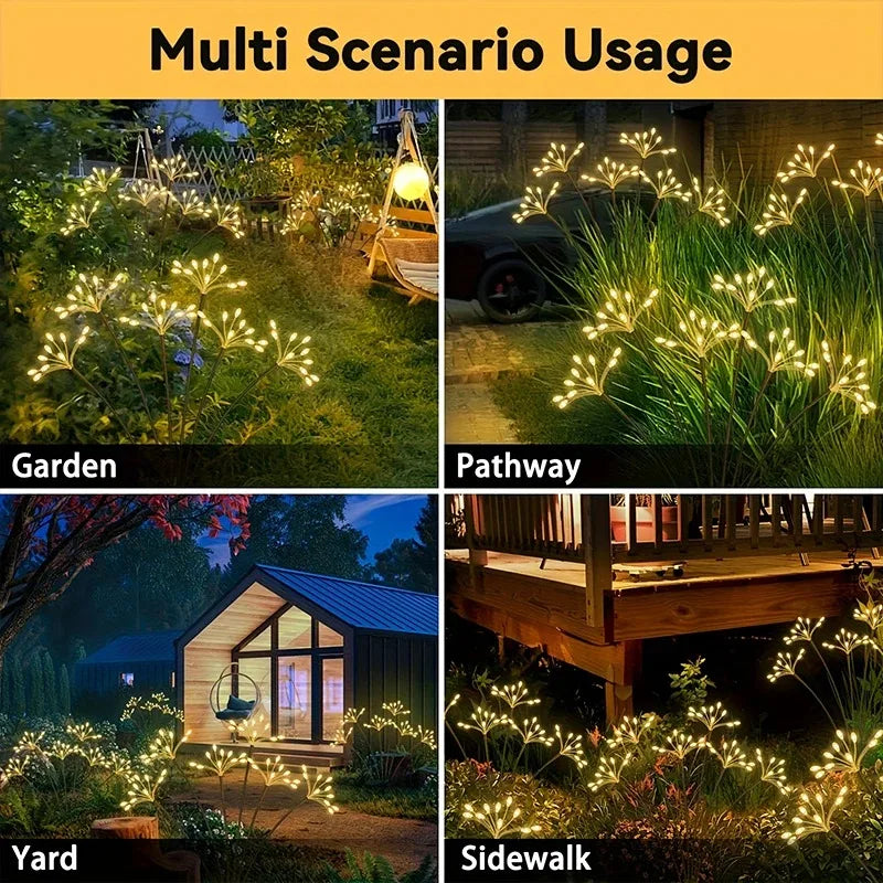Solar Patio Lamp Solar Firework Sway Lights Outdoor Waterproof Flower Decor Atmosphere for Landscape Garden Yard