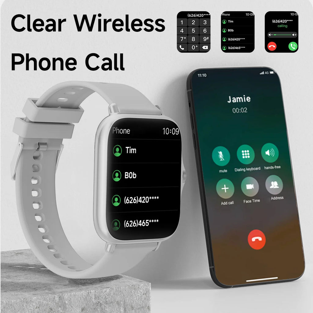 2025 New Square Sport Smartwatch for Android/IOS Heart Rate/Sleep Monitor Fitness Tracker BT Call Smart Watch For Men Women Gift