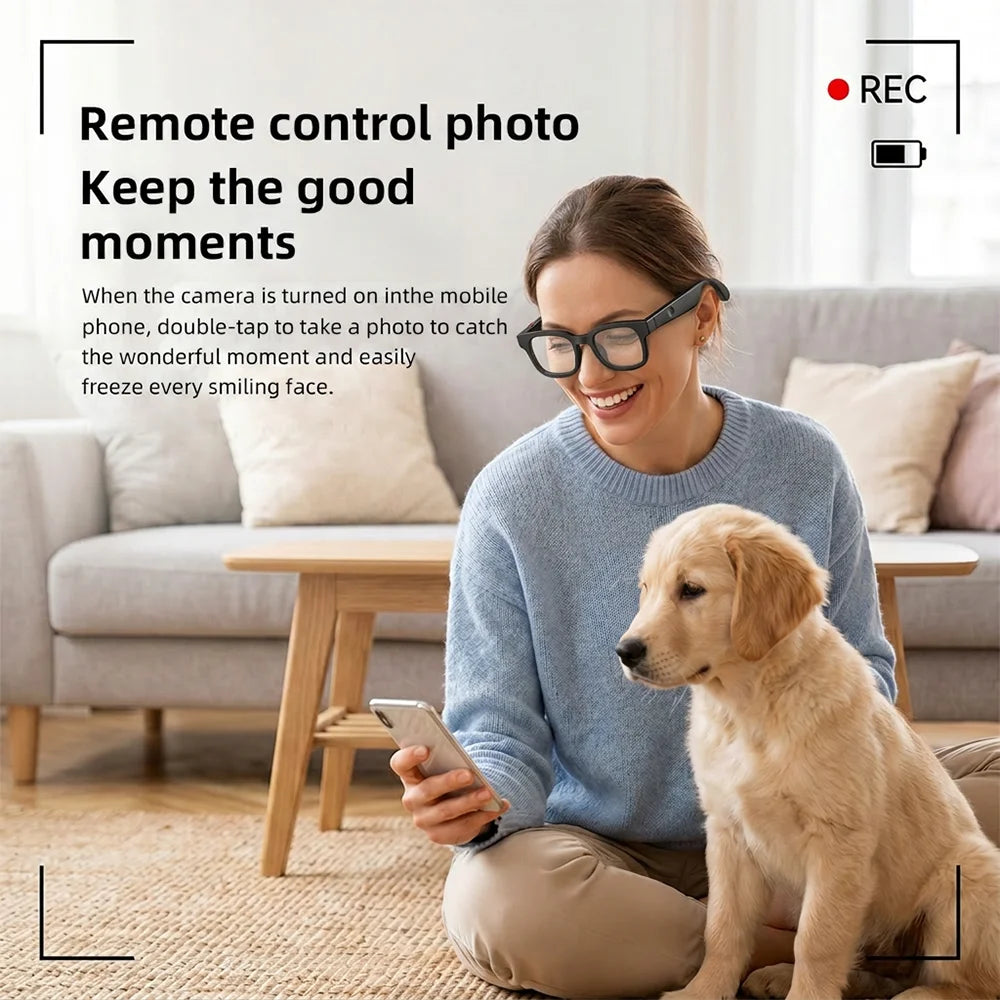 AI Smart Glasses Translation Hands-Free Calling AI Chat Logging Music Playback Men Bluetooth Sunglasses Touch Control Camera