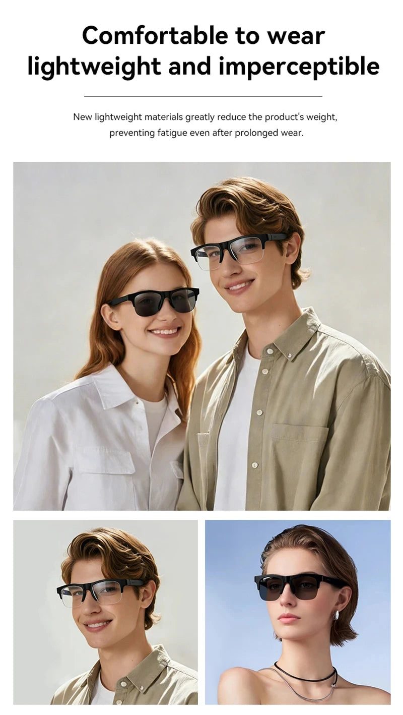 AI Smart Glasses Translation Hands-Free Calling AI Chat Logging Music Playback Men Bluetooth Sunglasses Touch Control Camera