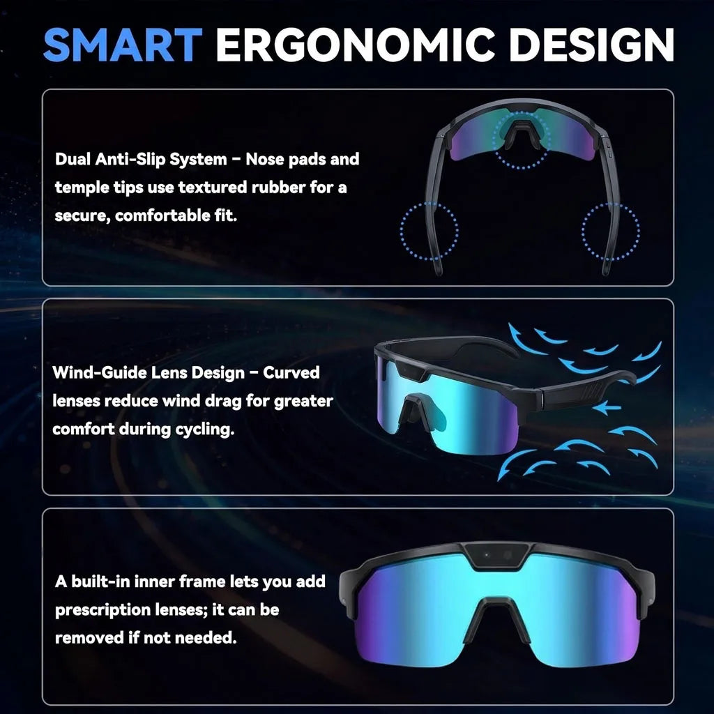 AI Smart Glasses With Camera 4K HD Video & Photo Capture, Real-Time Translation, 8MP Pixel Anti-shake Outdoor Sports Goggles Men