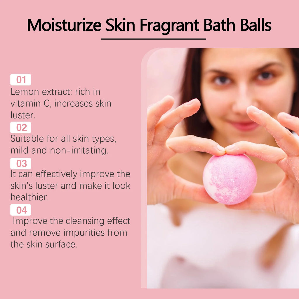 6pcs Fragrant Bath Bombs Moisturize Skin Exfoliating Deep Cleansing Body Relaxing Spa Stress Relief Handmade Natural Bath Ball