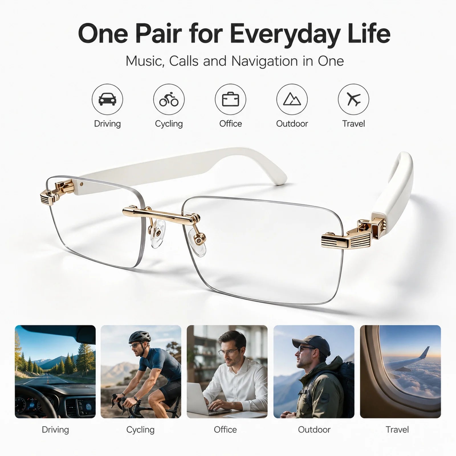 AI Smart Bluetooth Glasses Sunglasses Smartglasses Open Ear Audio Dual Mic ENC Photochromic UV400 Blue Light for Driving Use