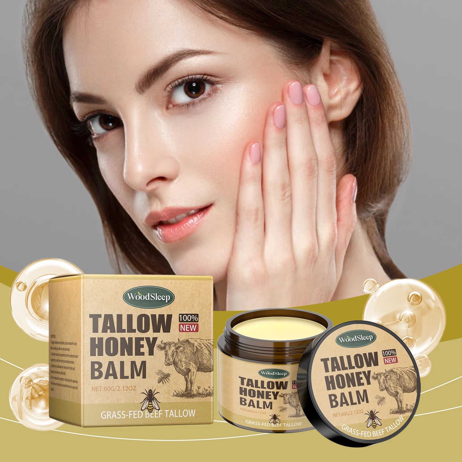 Beef Tallow Honey Moisturizer Cream Nourish Hydrating Brighten Face Body Lotion Gentle Skin Rejuvenation Balm Korean Cosmetics