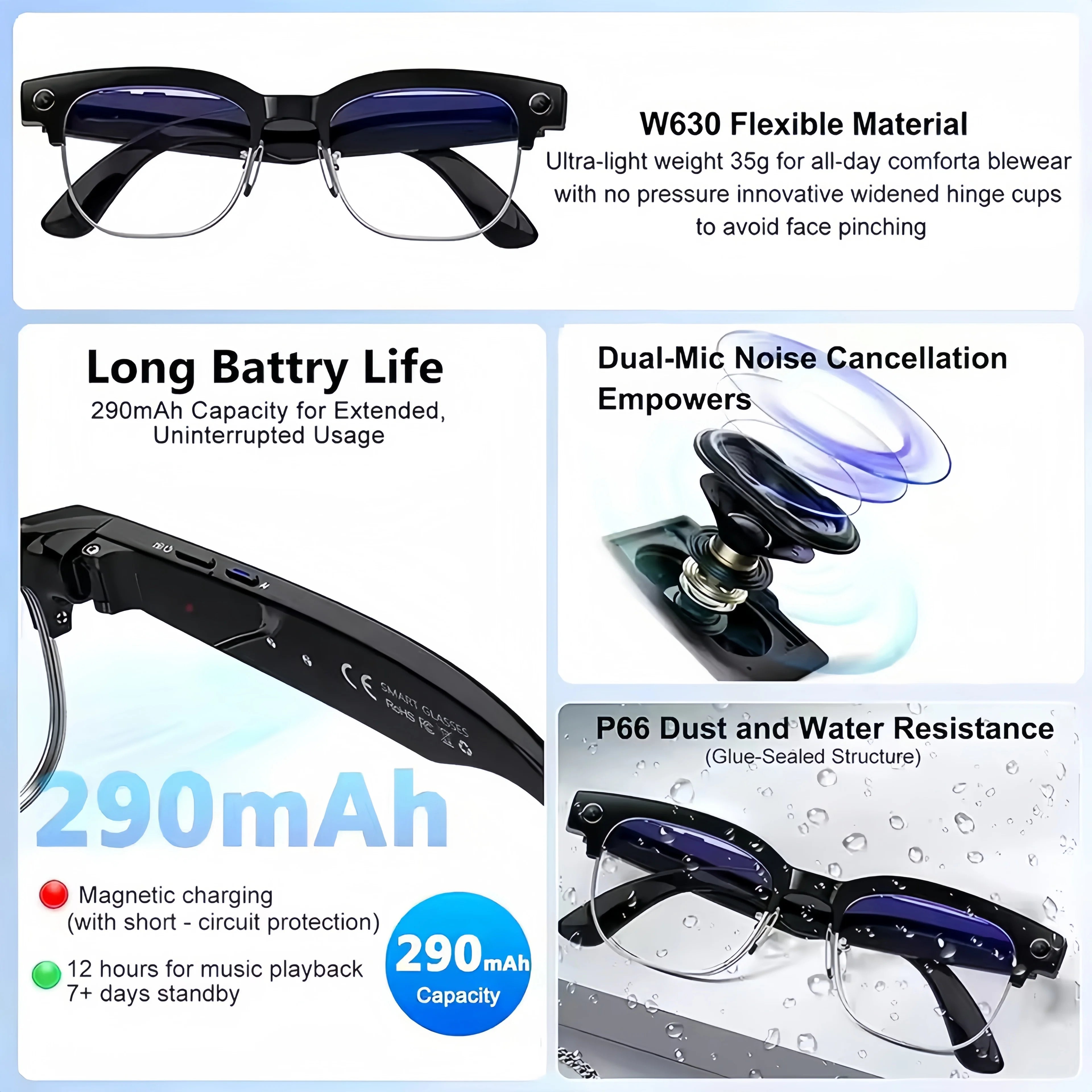 2026New AI Smart Glasses 120+Language Translation 800W Pixel Camera Video Music Player Call Business 8K Color Change Glasses Men