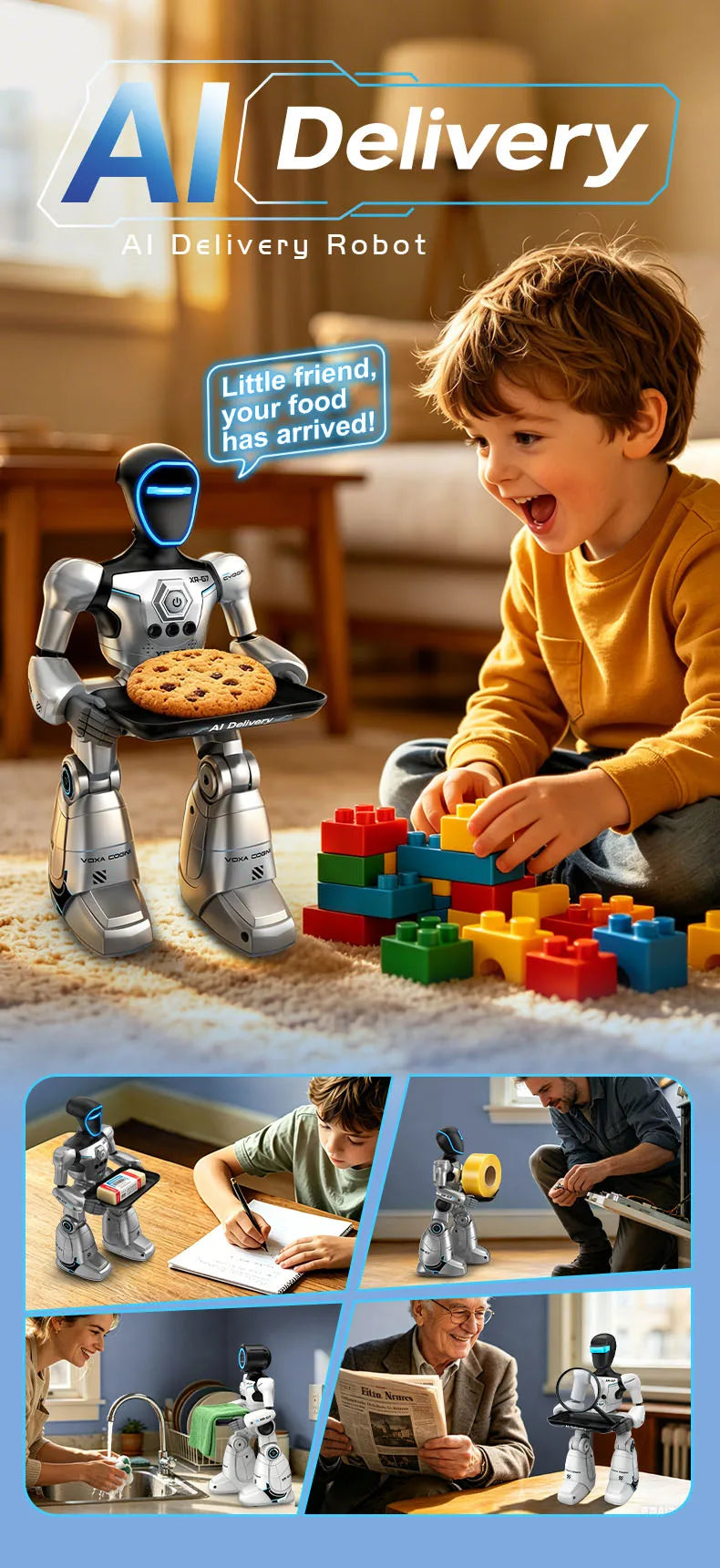 2.4G AI Smart Delivery Robot Gesture Voice Control Recording Programming LED Dancing Robot Christmas Toy Gift for Children