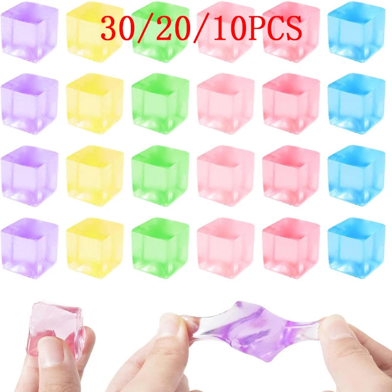 Squishy Fidget Toys Ice Cubes Soft Square Squeeze Sensory Stress Ball Anxiety Relief Party Favors Birthday Gifts Kids Boys Girls