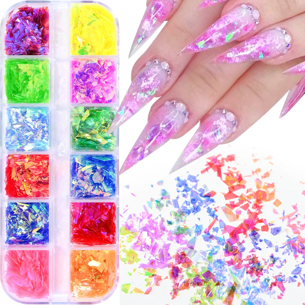 Shiny Mermaid Candy Sequin Nail Glitter Flakes Decoration Charms Irregular Paillette Accessories for Nail Art Stylist Supplies