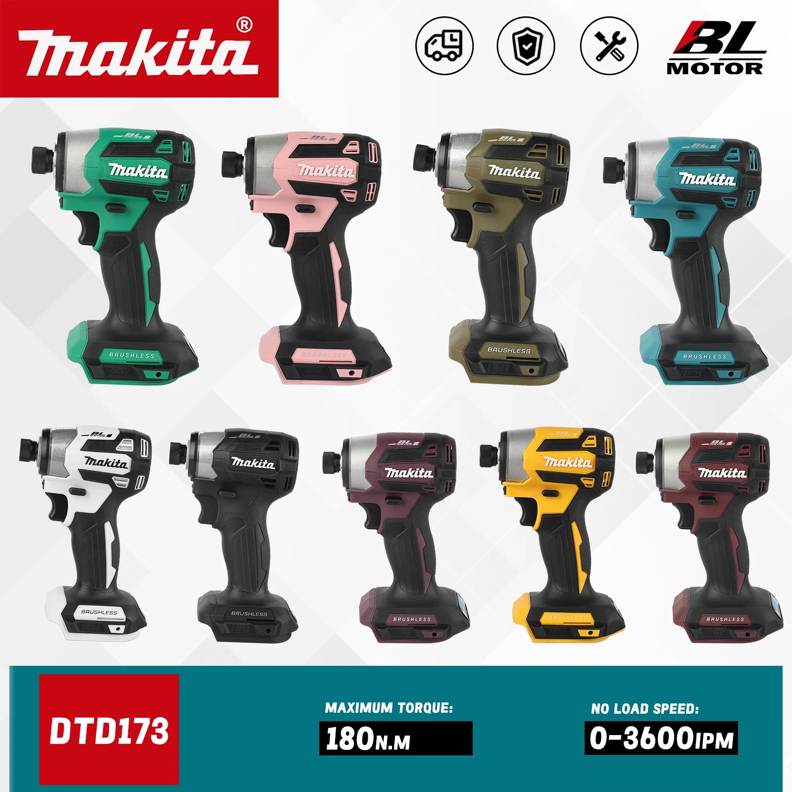 Makita DTD173 High Efficiency Impact Driver 3800 IPM Impact Rate Fast Screw Driving For Large Construction Projects tools