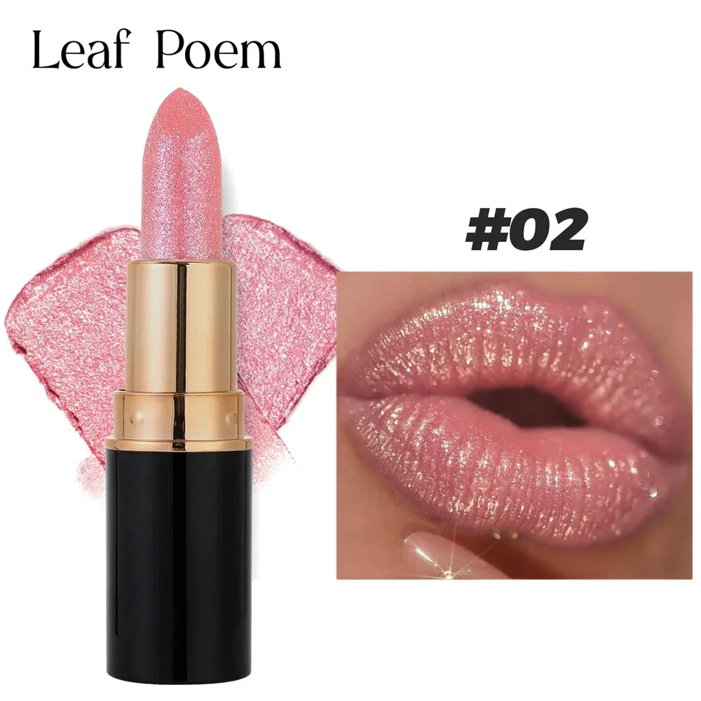 Glitter Metallic Lipstick Waterproof Long Lasting Diamond Pearlescent Lipstick Sexy Lipgloss Moisturizing Lips Makeup