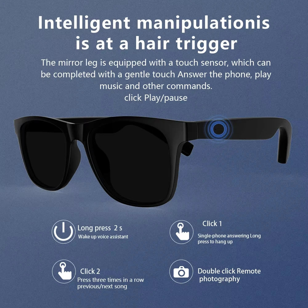 AI Smart Glasses 8K Remote Control Touch Photo Camera Recording Translator Voice Assistant Music Wireless Bluetooth Sunglasses