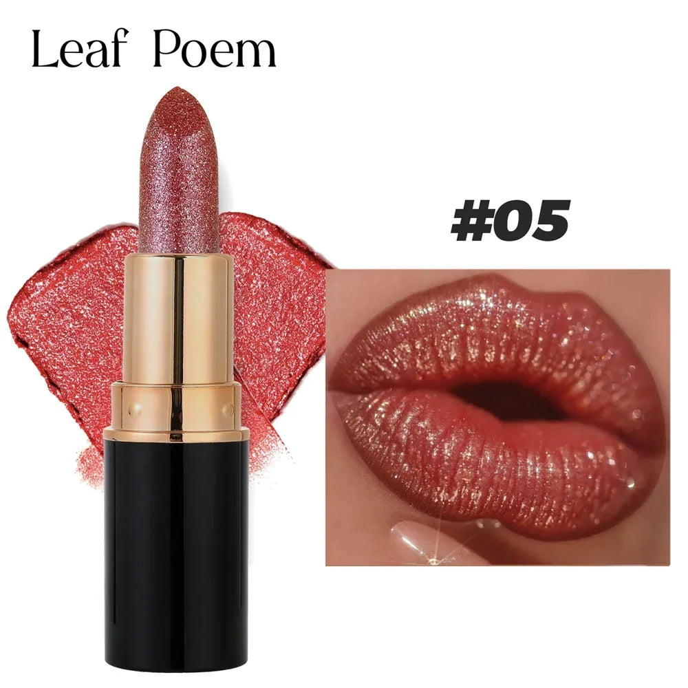 Glitter Metallic Lipstick Waterproof Long Lasting Diamond Pearlescent Lipstick Sexy Lipgloss Moisturizing Lips Makeup