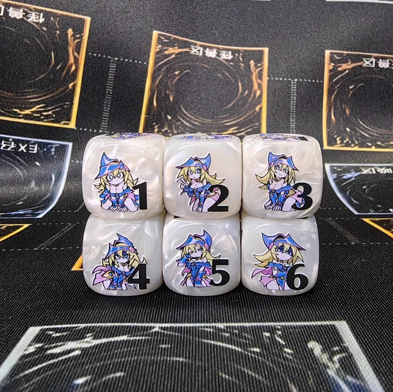 Yu-Gi-Oh! Dark Magician Girl Series 16mm 6-Sided Resin Dice Damage Tracker Fan-Made DIY YGO Tabletop Game Dice Token Toy Gift