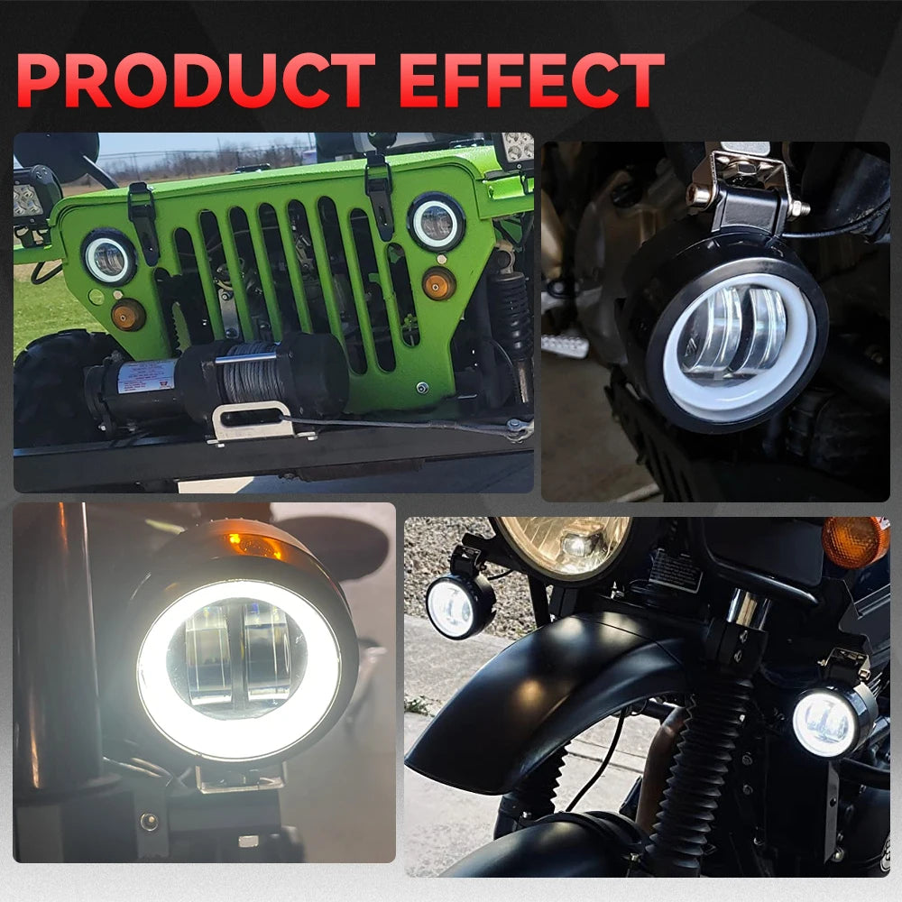 Car 3 Inch Round LED Work Light Spot Light Halo Angel Eye 12V 24V For Trucks ATV SUV Dirt Bike Motorcycles Healdight