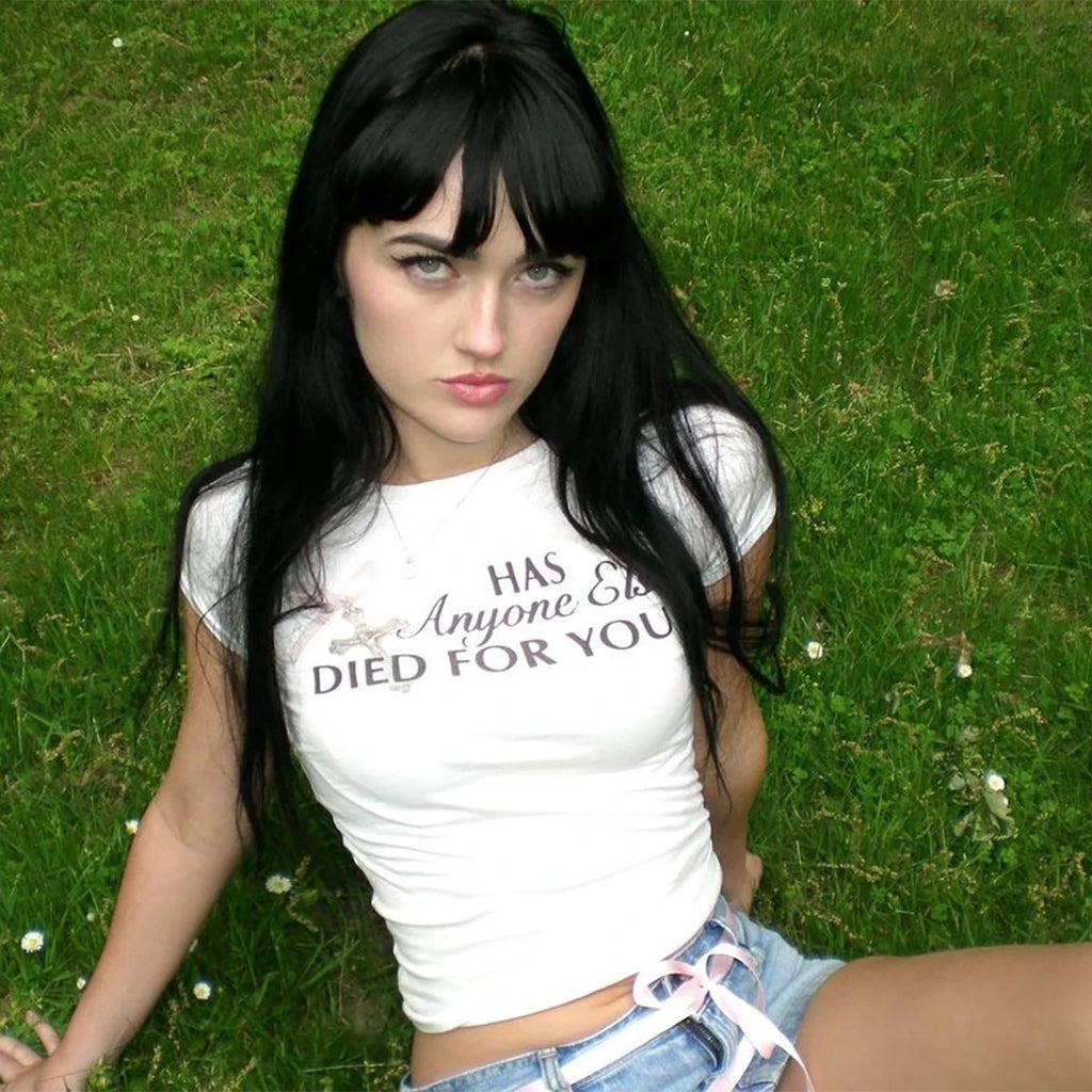 Y2k Tees Vintage Tank Tops 2023 Summer Letter Crucifix Graphic Print Personality Aesthetic Baby Tee Harajuku Streetwear Slim Top
