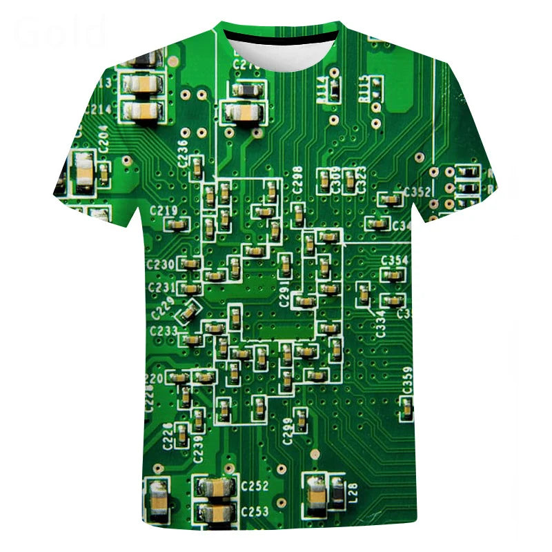 New Circuit Board Graphic T-Shirts Electronic Chip