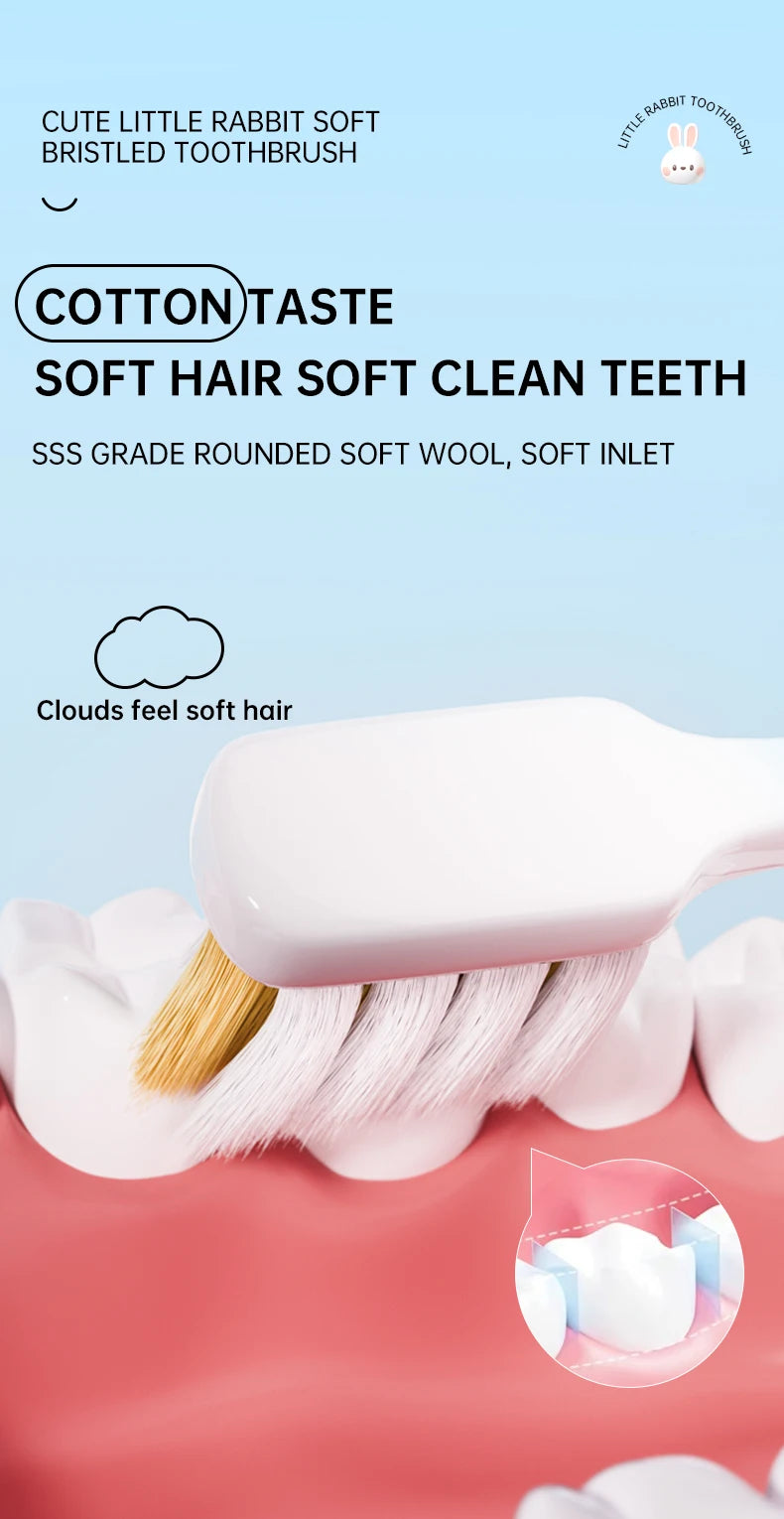 Kid's cartoon rabbit soft  toothbrush gently cleans