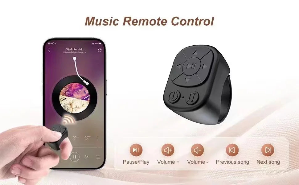 TikTok Scrolling Ring Bluetooth Remote Control Page Turner Camera Shutter Video Music Controller for iPhone iPad Android