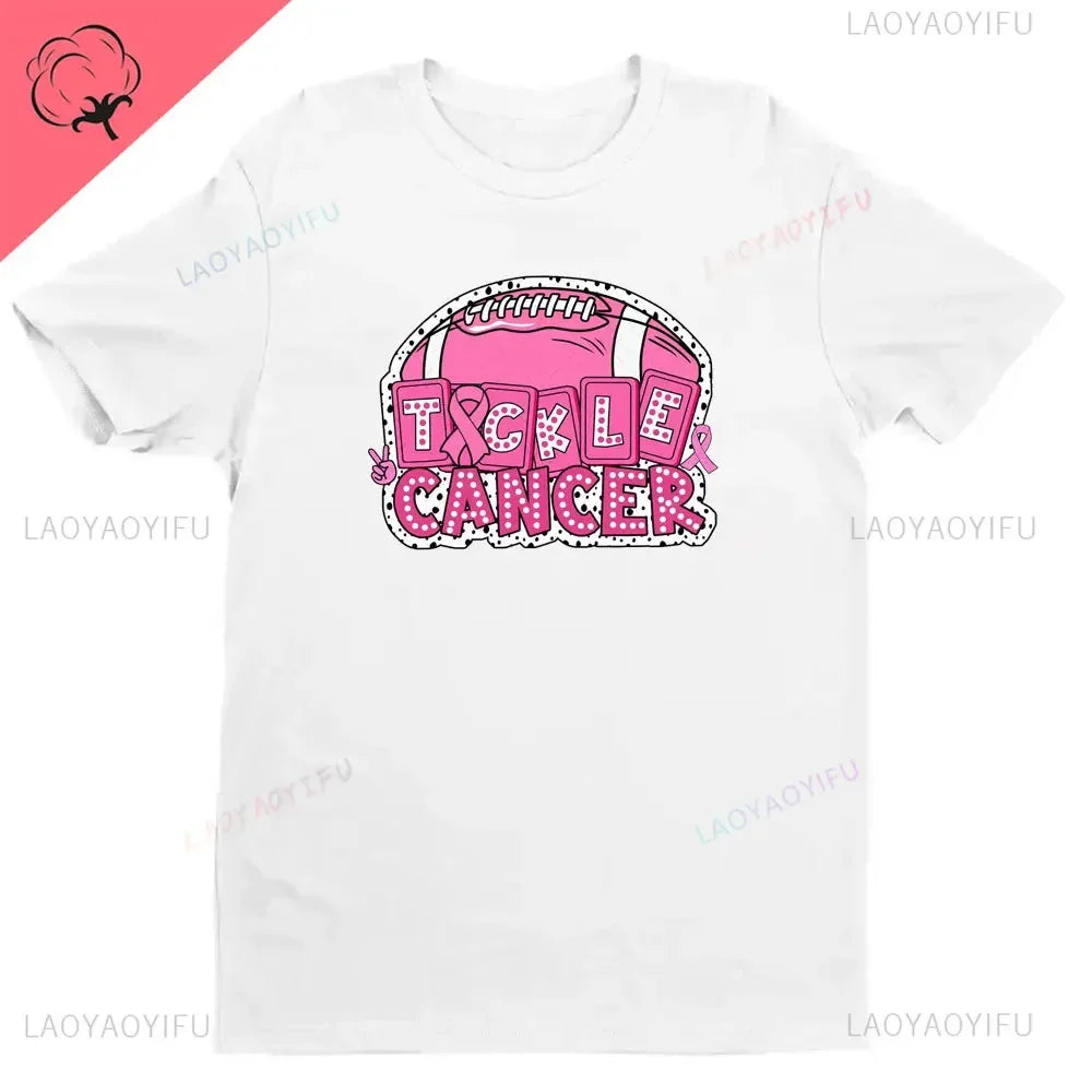Breast Cancer Awareness We Wear Pink Awareness Ribbon Aesthetic Clothes Pink and White Tops Shirt