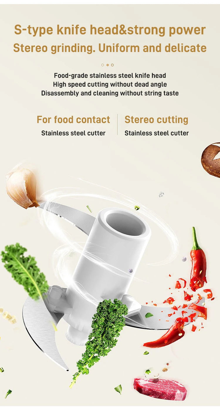 350ml Mini Kitchen Food Processor Multifunctional Cordless Electric Meat/Garlic Grinder Household Baby Food Processor